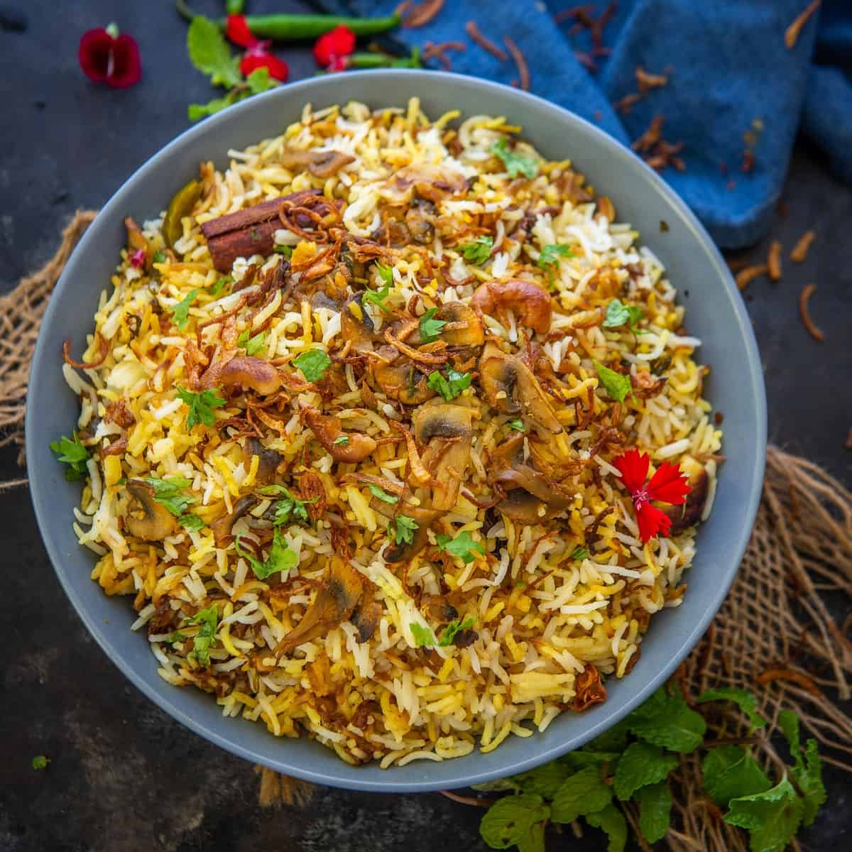 mushroom biryani 3